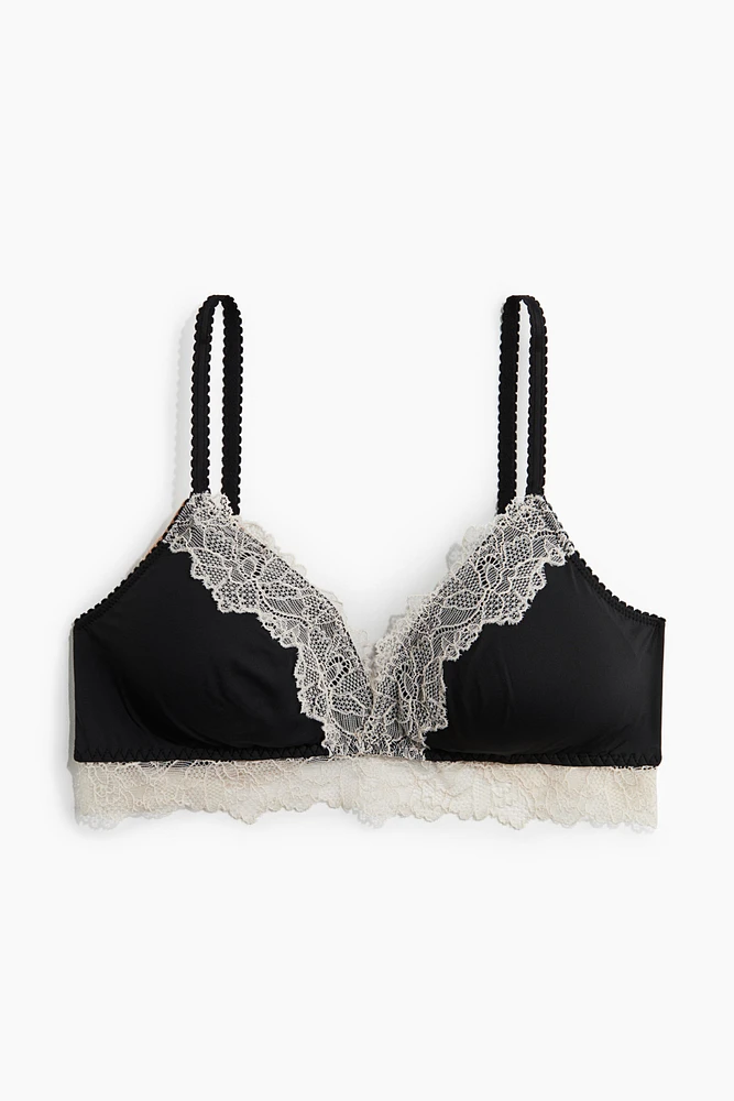 Padded Soft-Cup Microfiber and Lace Bra