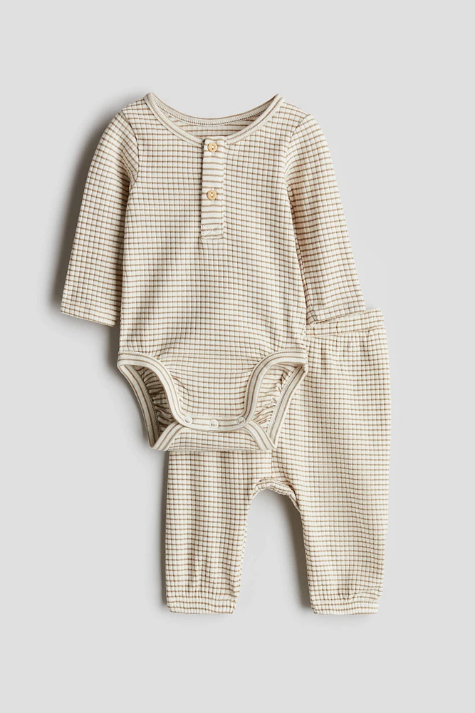 2-piece Henley Bodysuit and Pants Set