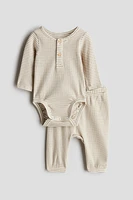 2-piece Henley Bodysuit and Pants Set