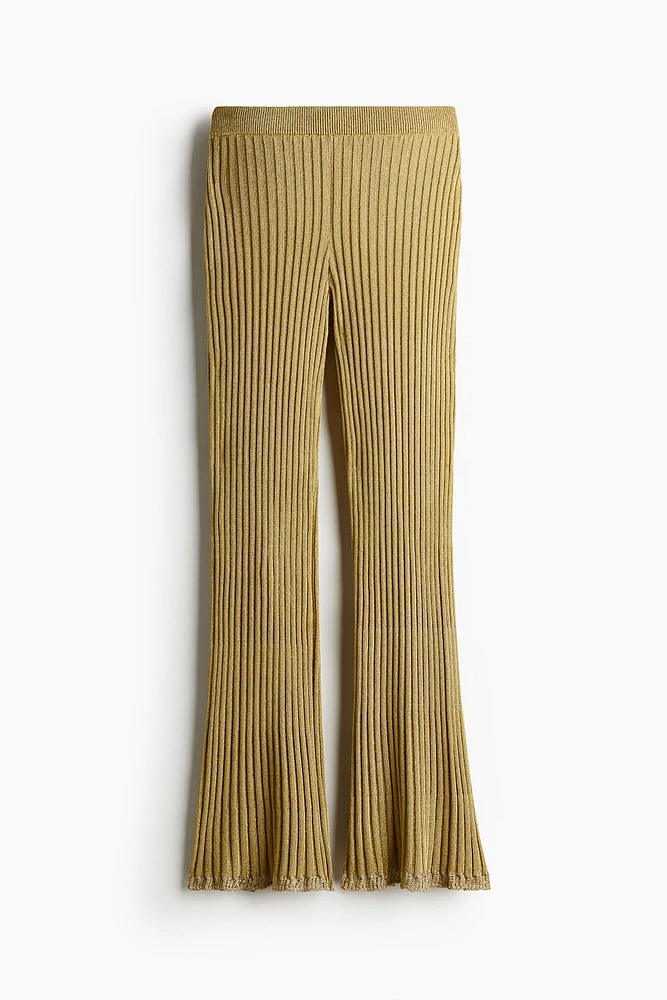 Glittery Rib-Knit Pants