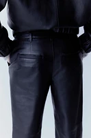 Slit-hem Leather Pants