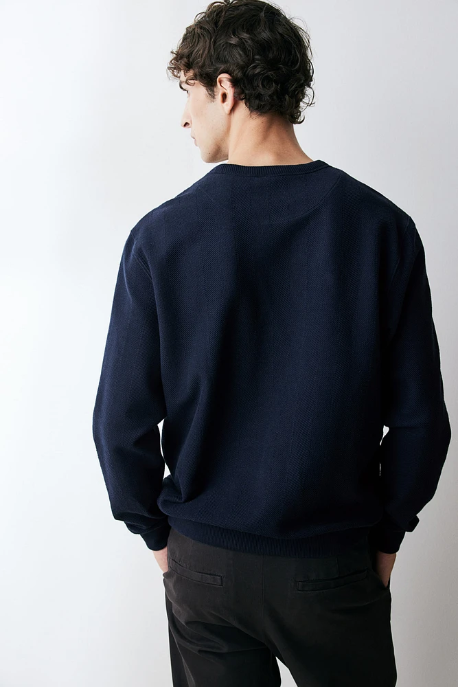 Regular Fit Herringbone-Patterned Sweatshirt