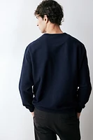 Regular Fit Herringbone-Patterned Sweatshirt