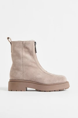 Faux Shearling-lined Leather Boots