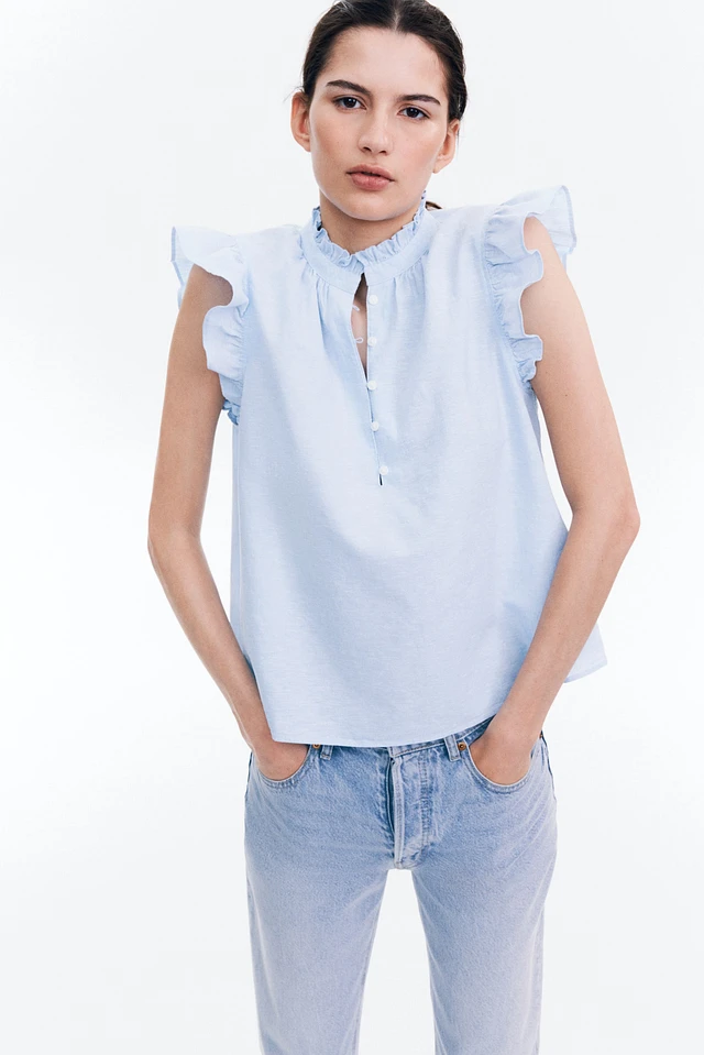 Linen-Blend Blouse