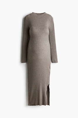 MAMA Rib-Knit Mock Turtleneck Dress