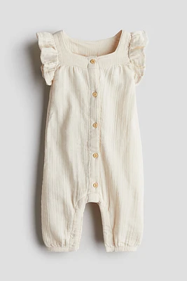 Ruffle-trimmed Muslin Romper Suit