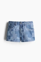 Patchwork-Look Denim Shorts
