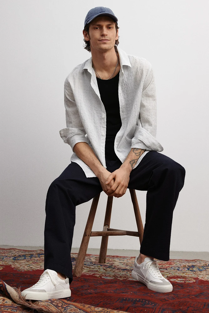 Pantalon décontracté en seersucker