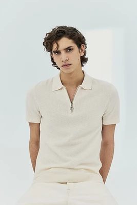 Slim Fit Textured-knit Polo Shirt