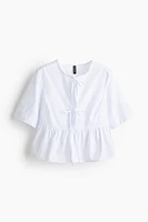 Tie-front Poplin Blouse