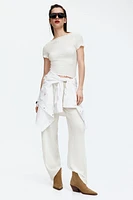 Crinkled Top with Overlocked Trim