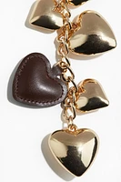 Heart-pendant bag charm