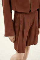 Linen-Blend Bermuda Shorts