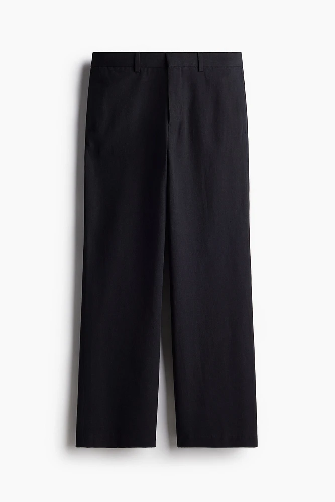 Regular Fit Flared Linen-blend Pants