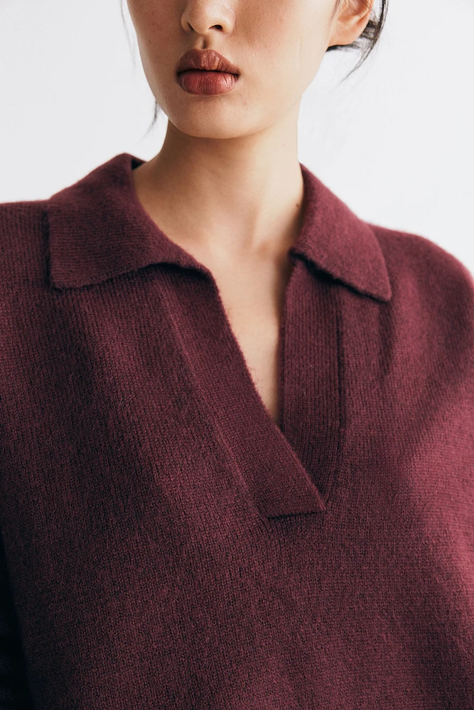 Fine-knit Collared Sweater