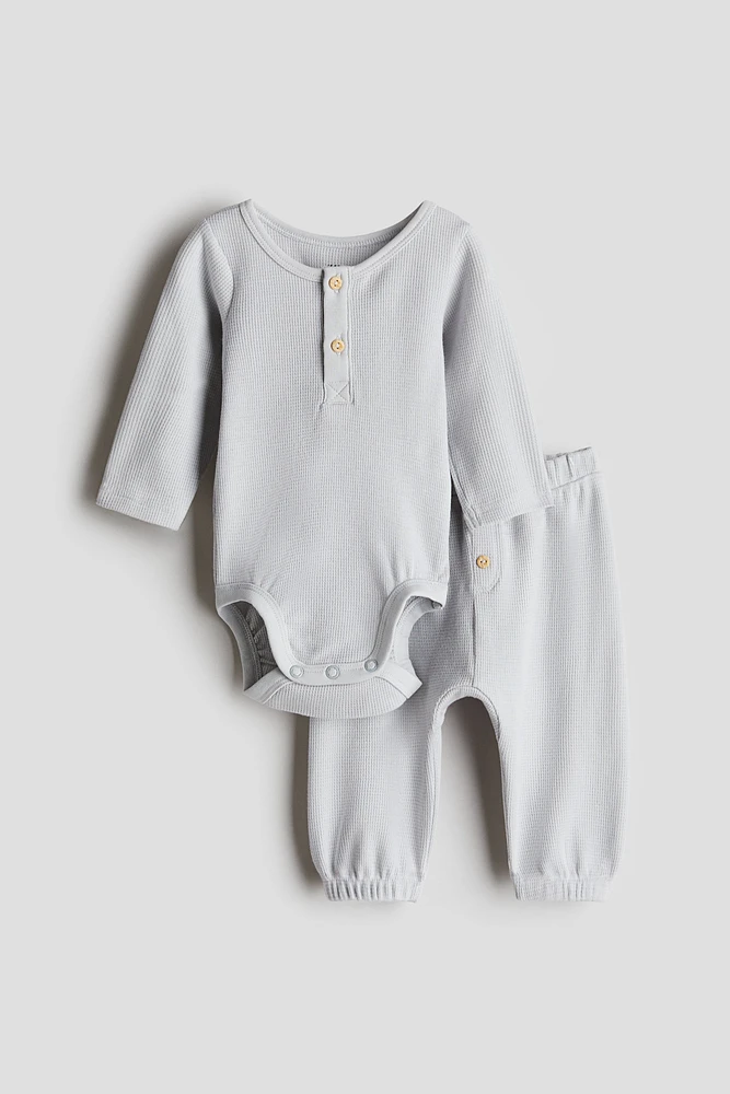 2-piece Henley Bodysuit and Pants Set