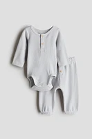 2-piece Henley Bodysuit and Pants Set