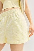 Short taille haute avec broderie anglaise
