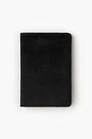 Fuzzy-Detail Leather Passport Cover