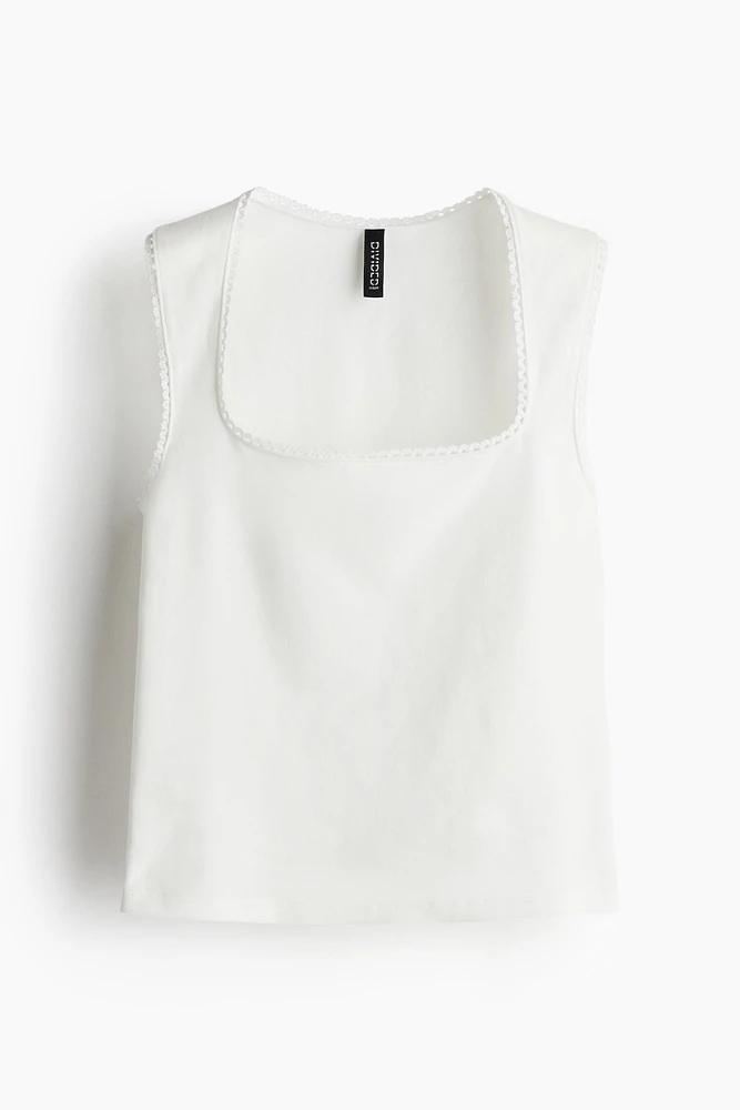Picot-Trimmed Sleeveless Top