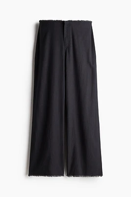 Frayed-edge Linen-blend Pants