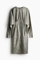 Batwing-Sleeved Leather Dress