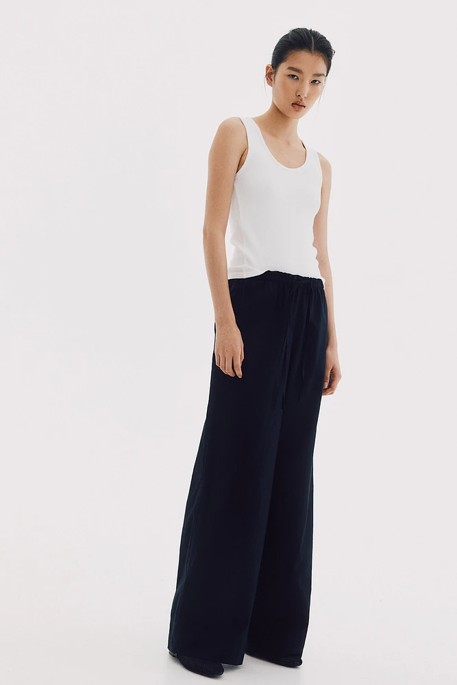 Wide-leg Linen-blend Pants