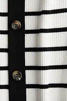 Button-Front Rib-Knit Dress