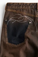 Rhinestone-Detail Loose Jeans