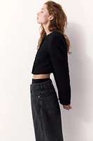 Cropped Bouclé-weave Jacket