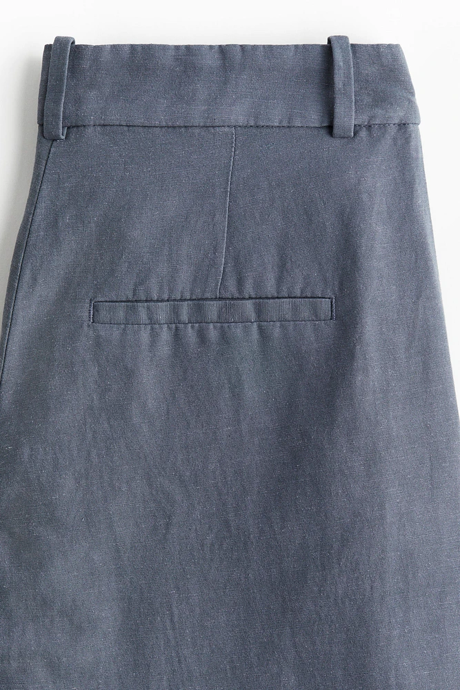 Wide-Leg Linen-Blend Pants