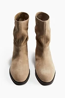 Calf-High Leather Boots