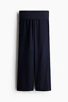 Foldover-Waist Linen-Blend Pants