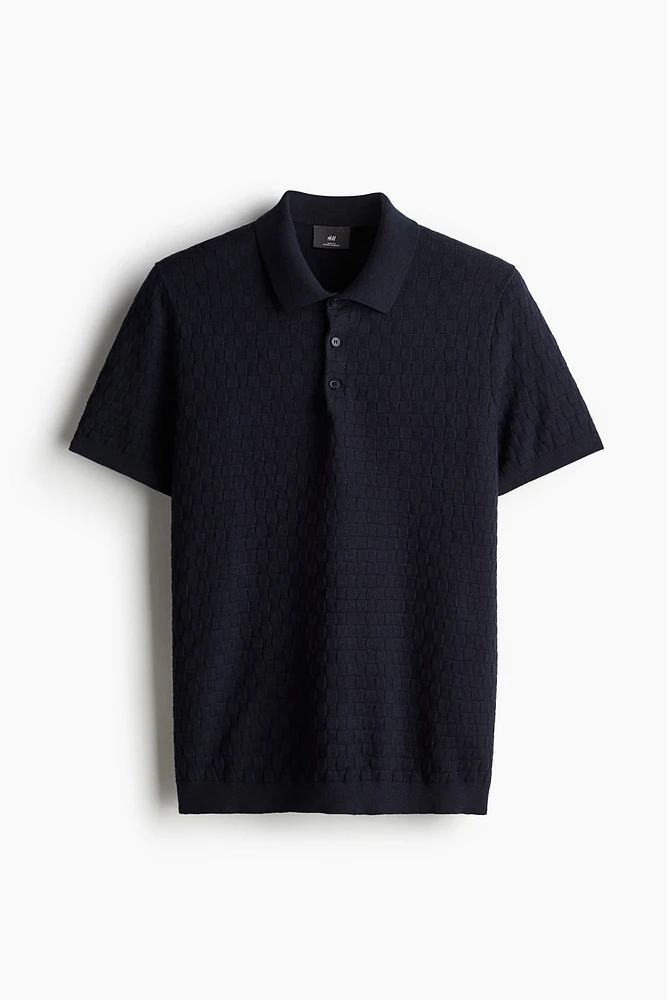 Slim Fit Textured-knit Polo Shirt