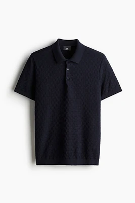 Slim Fit Textured-knit Polo Shirt