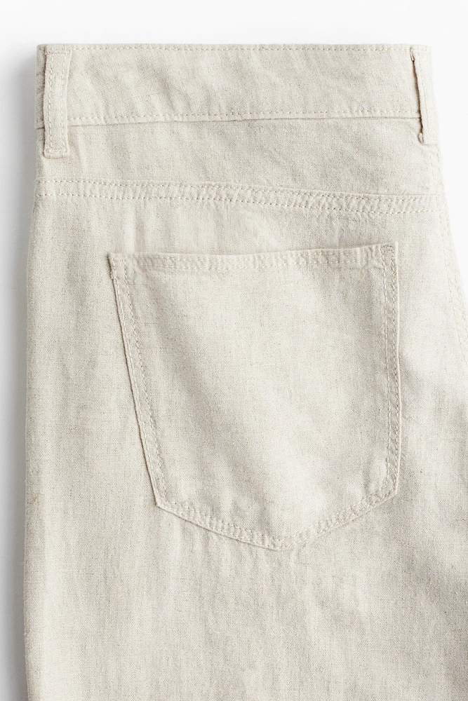 Wide-Leg Linen-Blend Pants