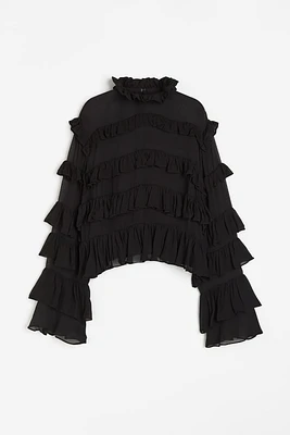 Ruffle-trimmed Chiffon Blouse