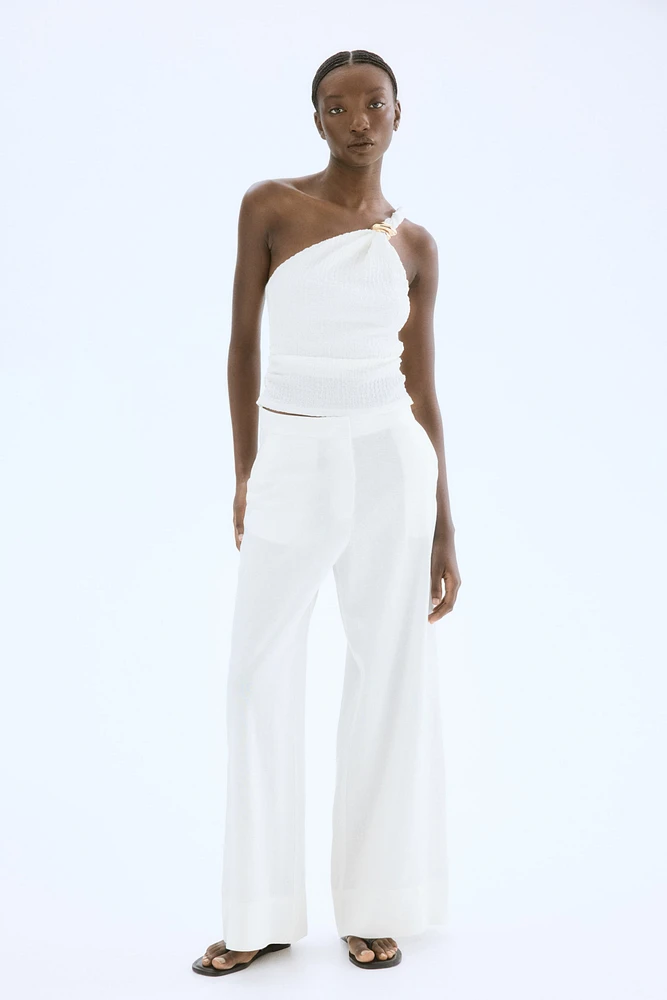 Pantalon large en lin mélangé