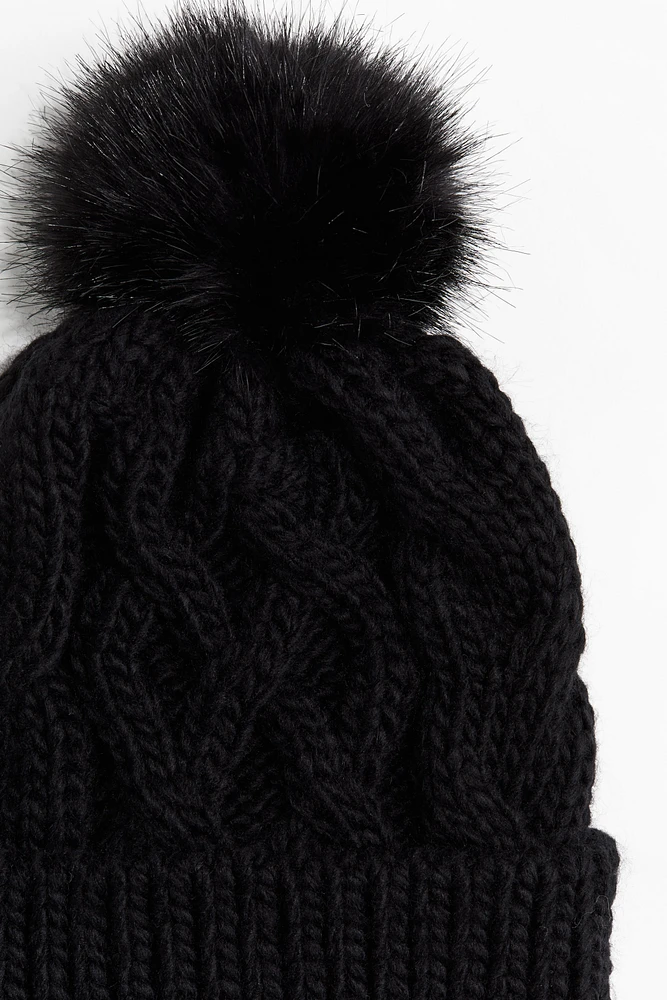 Cable-knit Pompom Hat