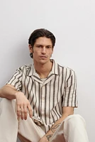 Chemise texturée coupe classique à col cubain