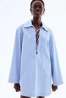 Lace-Up Shirt Dress