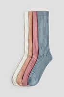 Lot de 4 paires chaussettes hautes côtelées