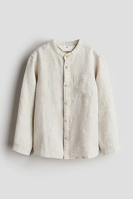 Linen Band Collar Shirt