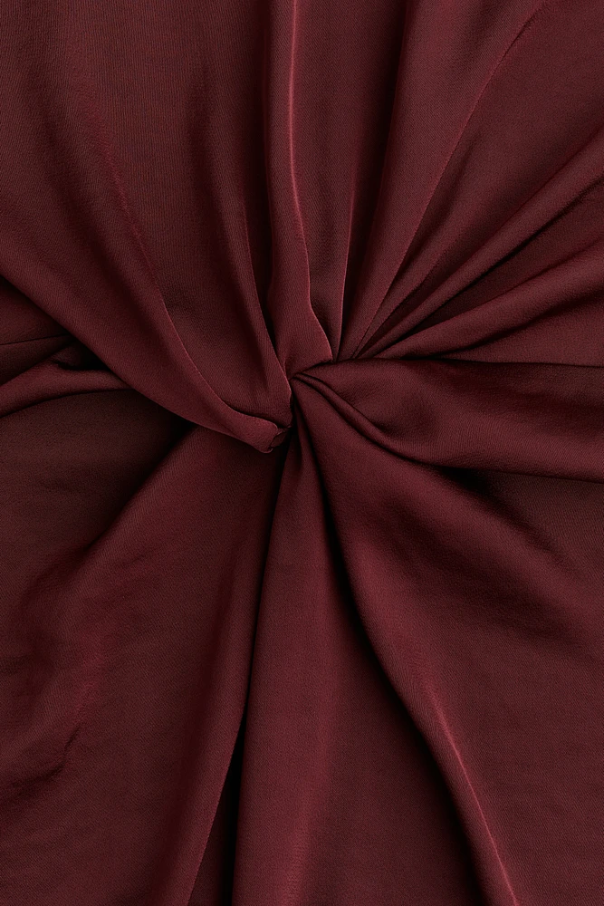 MAMA Draped Knot-Detail Satin Dress