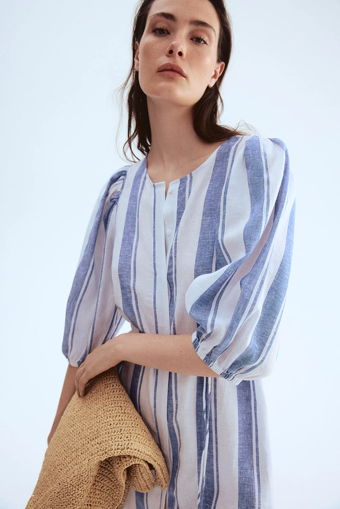 Linen-blend dress