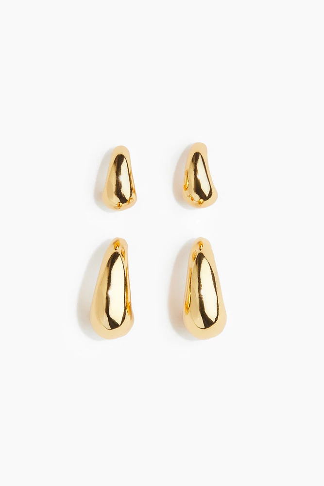 2 Pairs Gold-Plated Earrings