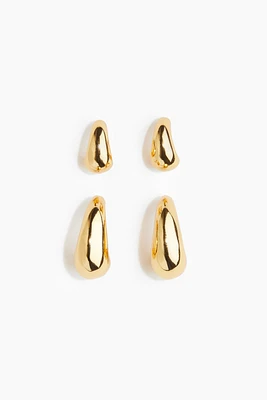 2 Pairs Gold-Plated Earrings