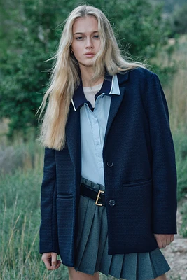 Textured-Weave Blazer