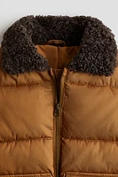 Puffer Jacket with Teddy Fleece Collar